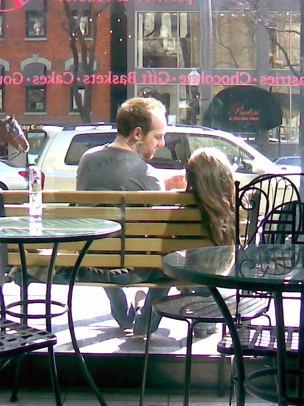 Lovers in front of Sarah's on one spring day, © 2012 Celia Her City