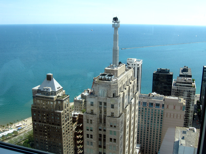 View of Lake Michigan and the Palmolive Building from the Four Seasons.