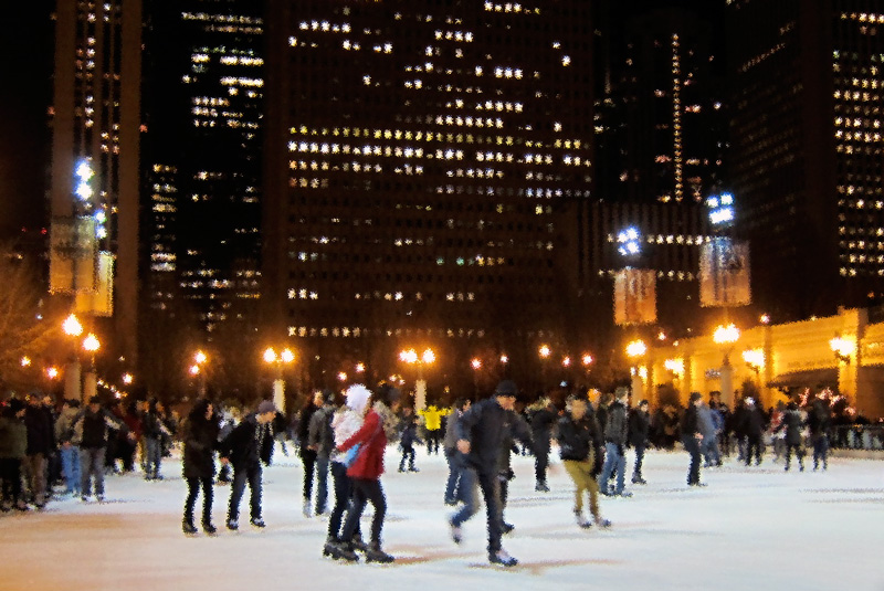 Ice skaters, Millennium Park, Chicago (Credit: Celia Her City)