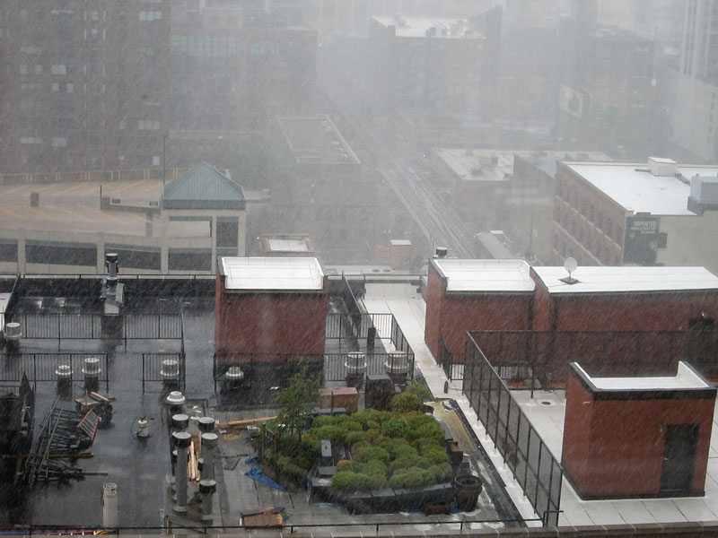 A Chicago rooftop during a cloudburst, © 2013 Celia Her City