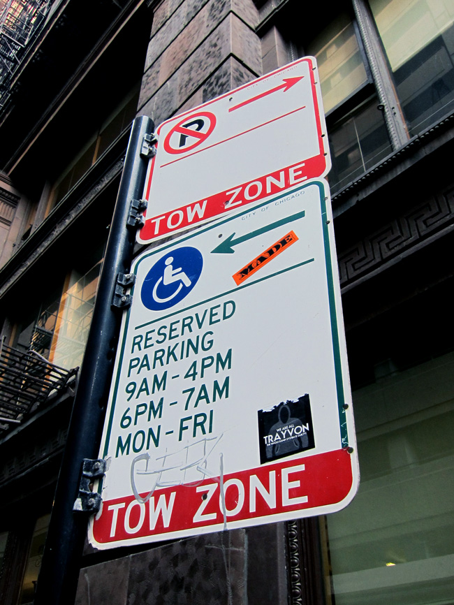 A Chicago no-parking sign, © 2013 Celia Her City