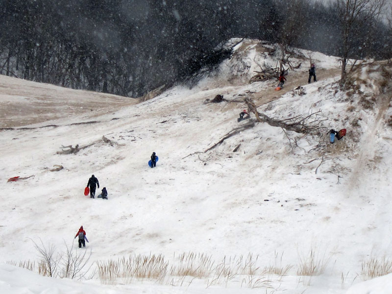Up the sledding hill