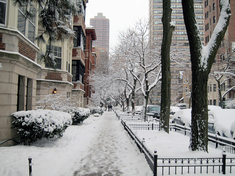 A beautiful snow: West Oakdale, Chicago, street scene