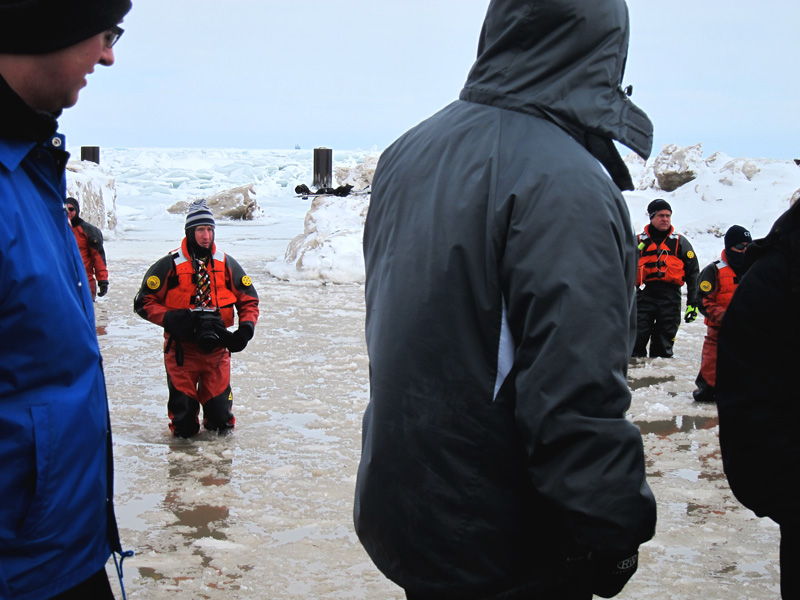 EMT worker with camera at the polar plunge