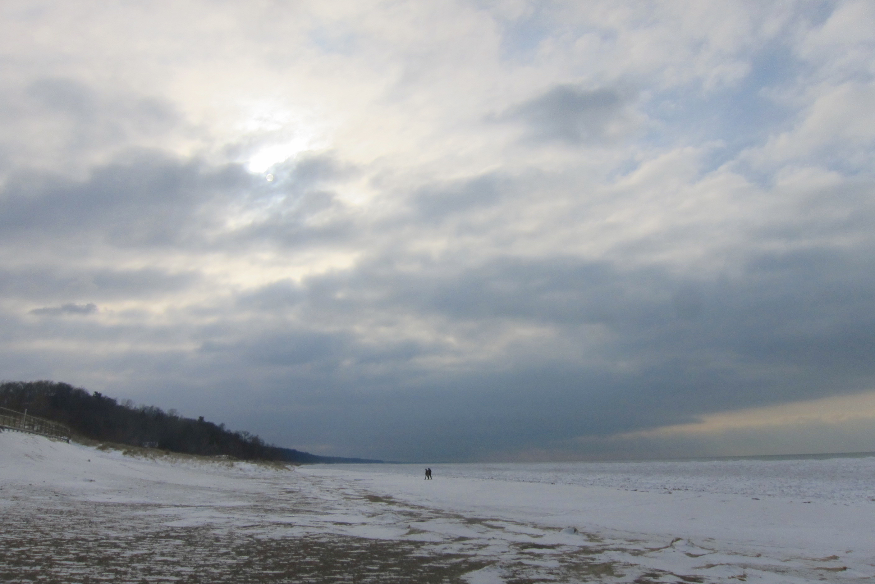 The shore of Lake Michigan in winter.